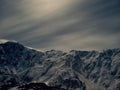 Caucasian mountains in Georgia night lanscape with stars and mikly way Royalty Free Stock Photo