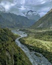 Caucasian mountains and Terek River Royalty Free Stock Photo