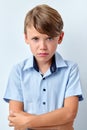 Caucasian Offended Little Boy Posing Isolated On White Background, Portrait Royalty Free Stock Photo