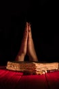 Caucasian praying female hands. Royalty Free Stock Photo