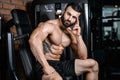 Caucasian fitness male model execute exercise with barbell Royalty Free Stock Photo
