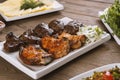 Caucasian shashlik plate with grilled meat Royalty Free Stock Photo