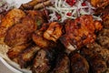 Caucasian shashlik plate with grilled meat Royalty Free Stock Photo