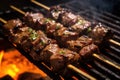 caucasian shashlik skewer beef mutton lulya being cooked on a grill, created by Generative AI