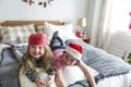 A Caucasian siblings are enjoying Christmas holiday Royalty Free Stock Photo