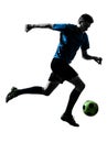 Caucasian soccer player man juggling silhouette Royalty Free Stock Photo