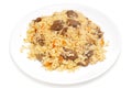 Caucasian traditional pilaf. Rice with meat Royalty Free Stock Photo