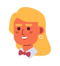 Caucasian waitress bow-tie 2D vector avatar illustration