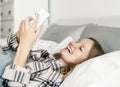 Caucasian woman chatting on mobile phone