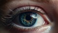 Caucasian woman eye, macro view, gazing into the camera generated by AI