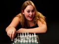 Caucasian Woman On the Floor With Chess Board