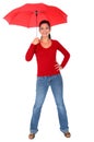 Caucasian Woman Holding Umbrella Royalty Free Stock Photo