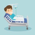 Patient lying in hospital bed with oxygen mask. Royalty Free Stock Photo