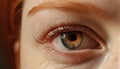 Caucasian woman macro eye staring at camera with cute eyelashes generated by AI