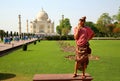 Caucasian woman at Taj Mahal