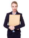 Caucasian Young Businesswoman hold with folder Royalty Free Stock Photo