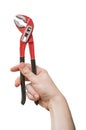 Caucasians man's hand holds pliers. Maintenance concept Royalty Free Stock Photo