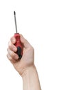 Caucasians man's hand holds screwdriver. Maintenance concept Royalty Free Stock Photo