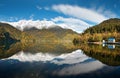 Caucasus. Abkhazia. Riza lake. Fall. Panorama Royalty Free Stock Photo