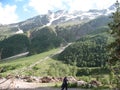 Caucasus landscape mountain snow rocks sky plane cloud trip rock caucas