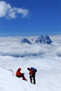 Caucasus mountains altitude couple Royalty Free Stock Photo