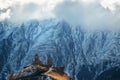 Caucasus mountains, Gergeti Trinity church, Georgia