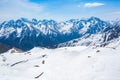 Caucasus Mountains landscape. View from Muhu Pass, Karachay-Cherkessia