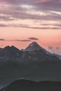 Caucasus mountains peaks and clouds sunset Landscape