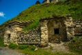 CAUCASUS, NORTH OSSETIA, ALANIA, RUSSIA - JUNE 27, 2015: view of the stone crypts in the mountains, which are called the city of