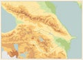 Caucasus Physical Map Retro Colors. No text