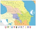 Caucasus Political Map and Flat Map Markers