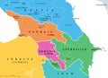 The Caucasus region, Caucasia, colored political map with disputed areas Royalty Free Stock Photo