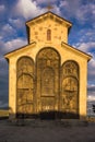 Sun setting on chapel golden hour in tiflis