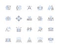 Caucus line icons collection. Politics, Voting, Delegates, Precincts, Candidates, Iowa, Primary vector and linear