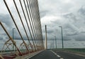 Modern suspension bridge over the river Seine in Normandy in northern France Royalty Free Stock Photo