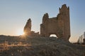 Caudilla Castle with sun rays at sunset. Toledo, Spain