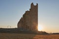 Caudilla Castle with sun rays at sunset. Toledo, Spain