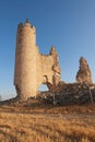 Caudilla castle in a sunny field at sunset.Toledo, Spain