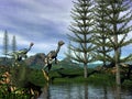 Caudipteryx dinosaurs - 3D render Royalty Free Stock Photo