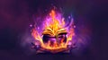 Cauldron and book of spells on a witchcraft banner Royalty Free Stock Photo