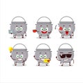 Cauldron bottle cartoon character with various types of business emoticons Royalty Free Stock Photo
