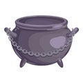 Cauldron with chain icon, cartoon style