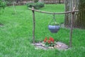 a cauldron for cooking on a decorative fire Royalty Free Stock Photo