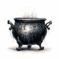 Cauldron Fantasy Artwork: Detailed Shading In The Style Of Brian Mashburn