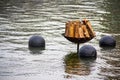 Cauldron of firewood prior to being lit for WaterFire in Providence, RI Royalty Free Stock Photo