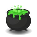 Cauldron with green potion. Royalty Free Stock Photo