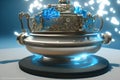 Cauldron made from crystals, deep blue down lighting by AI Generated