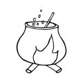 Cauldron with magic potion doodle vector icon