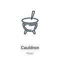 Cauldron outline vector icon. Thin line black cauldron icon, flat vector simple element illustration from editable magic concept Royalty Free Stock Photo