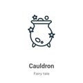 Cauldron outline vector icon. Thin line black cauldron icon, flat vector simple element illustration from editable fairy tale Royalty Free Stock Photo